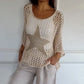 💥Women's Fashion Round Neck Crochet Knit Fishnet Top🤩