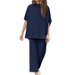 🌸Summer Hot Sale 49%OFF🌸Women's 3/4 Sleeve Capelet Wide-Leg Pants Set