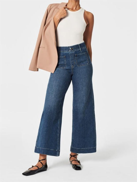 🍂Tummy Control Cropped Wide-Leg Jeans👖