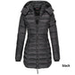 Winter women's mid-length padded jacket warm solid color hooded jacket【FREE SHIPPING】