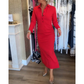 🔥Women's Sexy Red Long Sleeve Lapel Dress