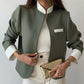Women's 2 Piece Set: Elegant Stand Collar Jacket and Pants