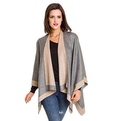 ✨New Arrival✨Women's Elegant Color Block Poncho Wrap for Fall & Winter