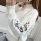💃🏻Christmas promotion:49% OFF🎅🏻🔥Thick cashmere knit sweater with floral embroidery
