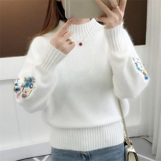 💃🏻Christmas promotion:49% OFF🎅🏻🔥Thick cashmere knit sweater with floral embroidery