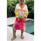 Color Block V-Neck Letter Print Sweater Dress