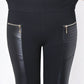 🏆FAUX LEATHER PANTS WITH CONTRASTING TRIM AND ZIPPER