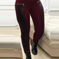 🏆FAUX LEATHER PANTS WITH CONTRASTING TRIM AND ZIPPER