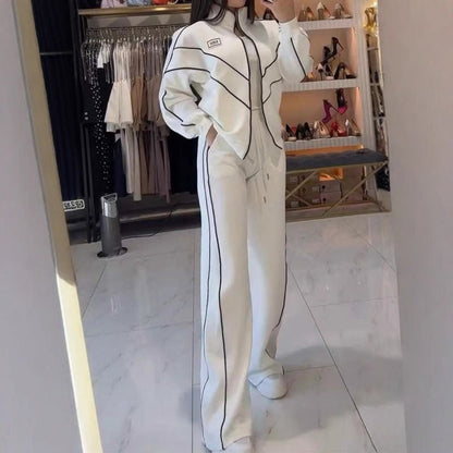 💥Hot Sale 49% OFF🔥Turtleneck Striped Top ＆ Wide-Leg Pants 2-Piece Set