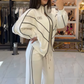 💥Hot Sale 49% OFF🔥Turtleneck Striped Top ＆ Wide-Leg Pants 2-Piece Set