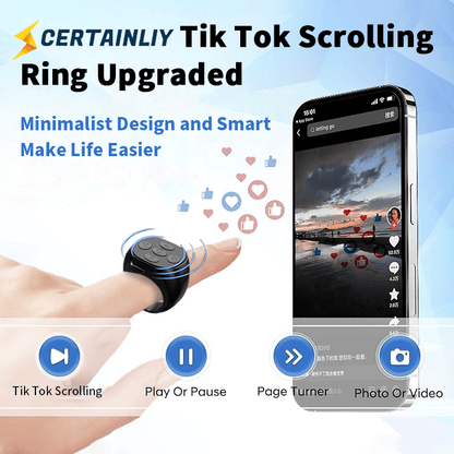 📱 Fingertip Bluetooth Remote Control – Wireless Ring Controller for Short Videos, Selfies & Page Turning