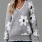 💃49% OFF✨🍂Women's Floral Pattern Scallop Trim Sweater