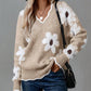 💃49% OFF✨🍂Women's Floral Pattern Scallop Trim Sweater