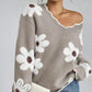 💃49% OFF✨🍂Women's Floral Pattern Scallop Trim Sweater