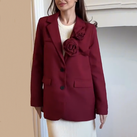 Women's Elegant Rose Long Sleeve Office Jackets