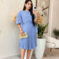 💙Elegant Round Neck Pleated Dress with Belt