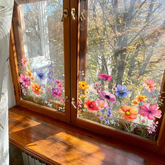 📢📢50% OFF!!⏰Colorful Floral Bouquet Window Sticker🖼️(Cut to size freely)