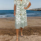 😍⏳Summer Hot Sale 49% Off🌼Printed Casual Dress With V-Neckline and Fringes on the Short Sleeves