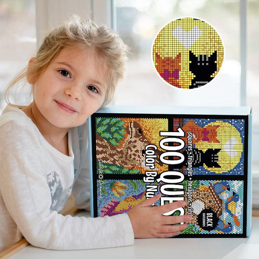 🎨 Color by Number Mosaic Book Set – 4 Books with 100 Hidden Picture Coloring Designs