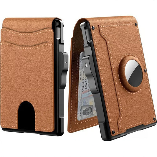 🔥Wallet for Men - Men's Wallet - With Pop-up Aluminium Case Money Clip Leather Slot Credit Card Holder