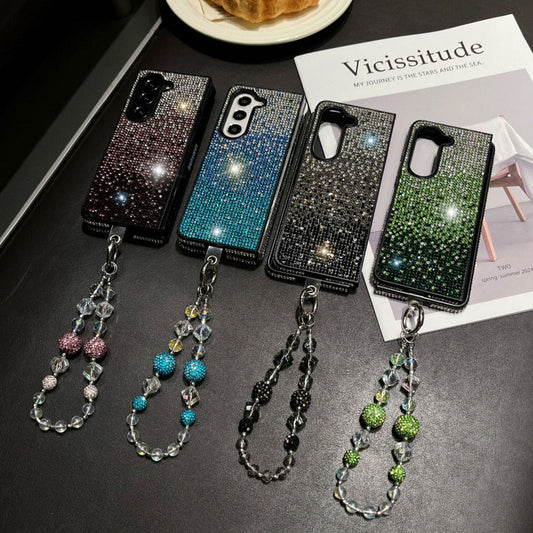 Sparkling Phone Case with Wrist Strap for Galaxy Z Fold Series