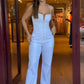 💕Spring New💕Women's Slim Sexy Strapless Zipper Pocket Jumpsuit