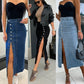 💕Limited Time 49% Off💕Stylish Button Closure Split Denim Bodycon Skirt