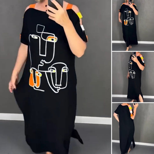 🍂Women's Fashion Printed Short Sleeve Dress
