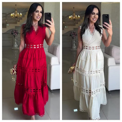 V-Neck Sleeveless Dress with Cut-Out