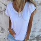 Simple Solid Color V-Neck Cap Sleeve Top