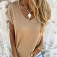 Simple Solid Color V-Neck Cap Sleeve Top