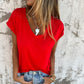 Simple Solid Color V-Neck Cap Sleeve Top