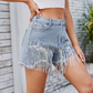 Punk Denim Shorts with Fringe