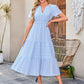 ⏰Hot Sale 49% OFF🎉Women's Lightweight Short Sleeve V Neck Elastic Waist Dress