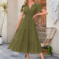 ⏰Hot Sale 49% OFF🎉Women's Lightweight Short Sleeve V Neck Elastic Waist Dress