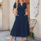 ⏰Hot Sale 49% OFF🎉Women's Lightweight Short Sleeve V Neck Elastic Waist Dress