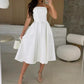💃🔥Elegant Solid 😍Color Strapless Midi Dress