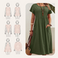 👗Women's short-sleeved pocket pleated dress💃