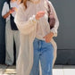Simple Flowing Sheer Long Sleeve Long Women's Top