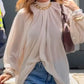 Simple Flowing Sheer Long Sleeve Long Women's Top