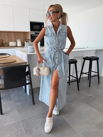 🌺2025 New! 49% OFF Women's Waistband Midi Jeans Dress 💃