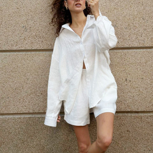 Women’s 2-Piece Button-Down Shirt & Short Set