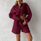 Women’s 2-Piece Button-Down Shirt & Short Set