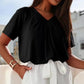 💖LAST DAY SALE 50% OFF💷✨Women's Casual Pleated V-Neck Short-Sleeve Top