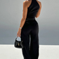 Women's Sleeveless Crop Top & High-Waist Pants Outfit