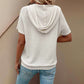 Women's Solid Drawstring Hooded Short-Sleeve Tops