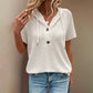 Women's Solid Drawstring Hooded Short-Sleeve Tops
