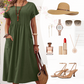 👗Women's short-sleeved pocket pleated dress💃