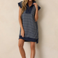 🎉Last Day Promotion 49% OFF💃Casual Knit Striped Dress with Zipper Neckline & Cap Sleeves