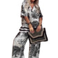 🔥🌊Summer Big Sale 49% OFF!!💃Daily needs!✅ Printed V-neck set | A set of solutions to wear, casual and fashionable, not tired of wearing every day